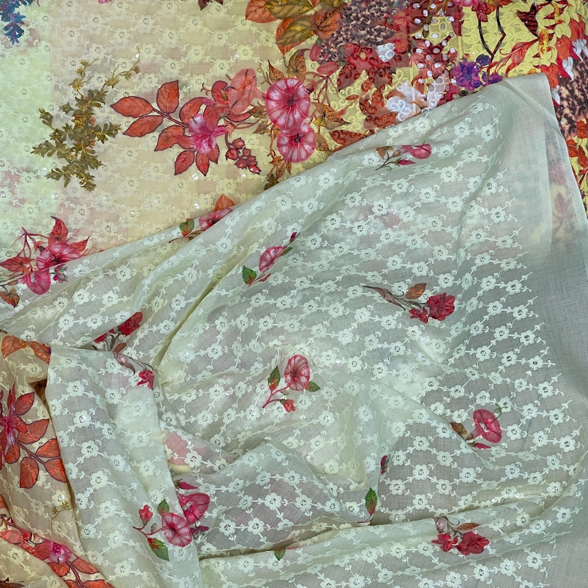 Summer Cotton Broderie Anglaise Fabric Sequin Cotton Chicken Dress, Yellow - Bull Ring Fabrics