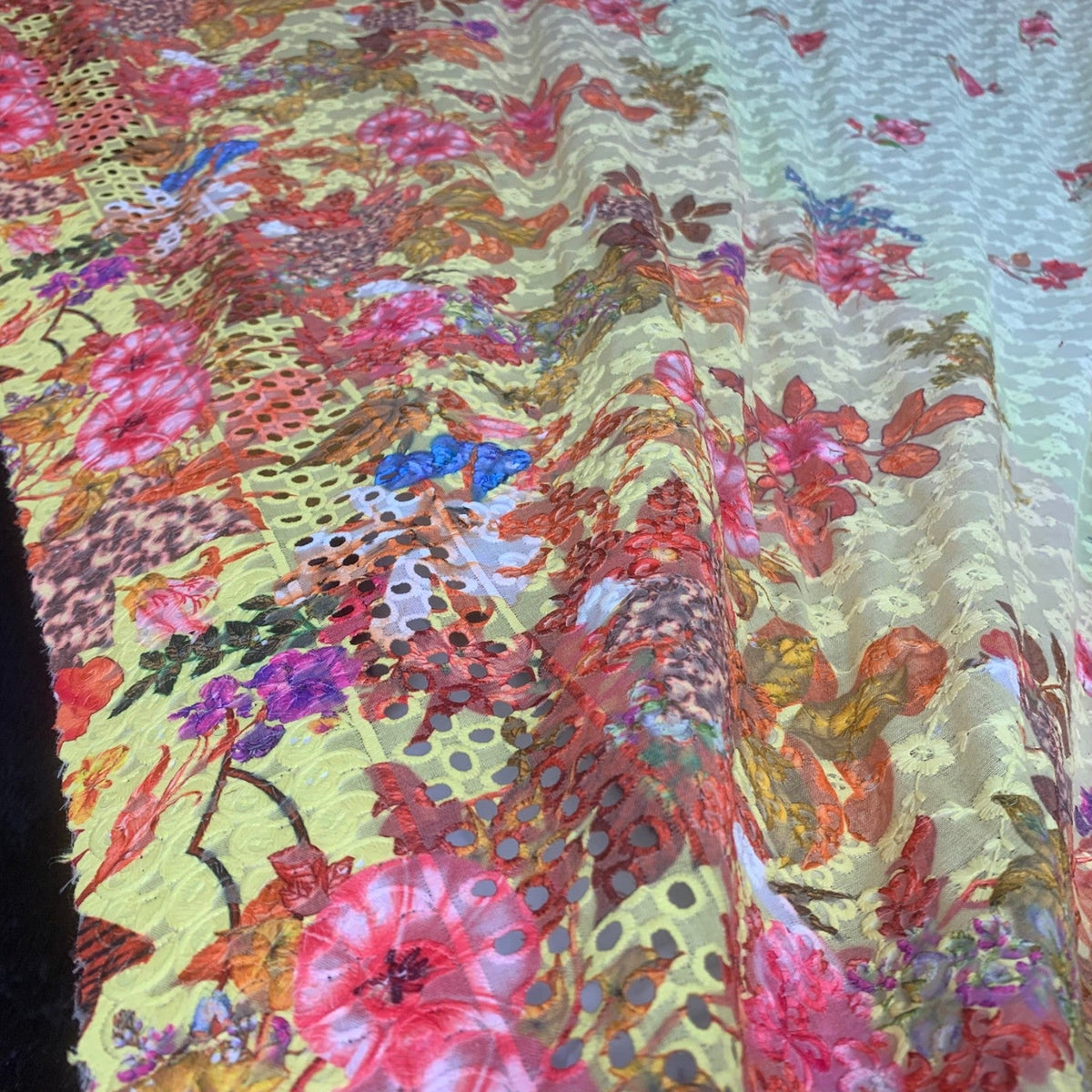 Summer Cotton Broderie Anglaise Fabric Sequin Cotton Chicken Dress, Yellow - Bull Ring Fabrics
