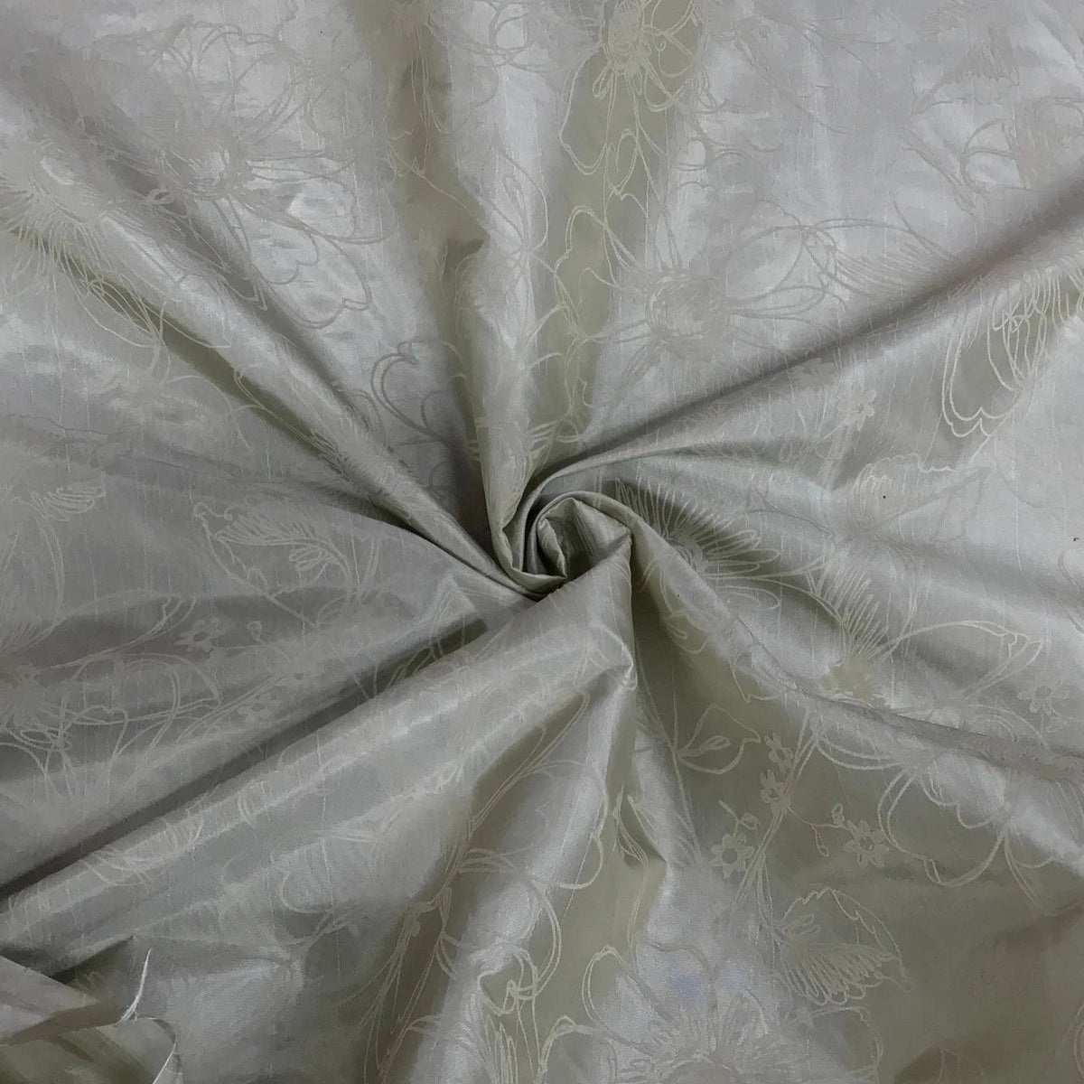 Sunflowers Velvet Flocked Taffeta Fabric Dress 150cm Beige - Bull Ring Fabrics