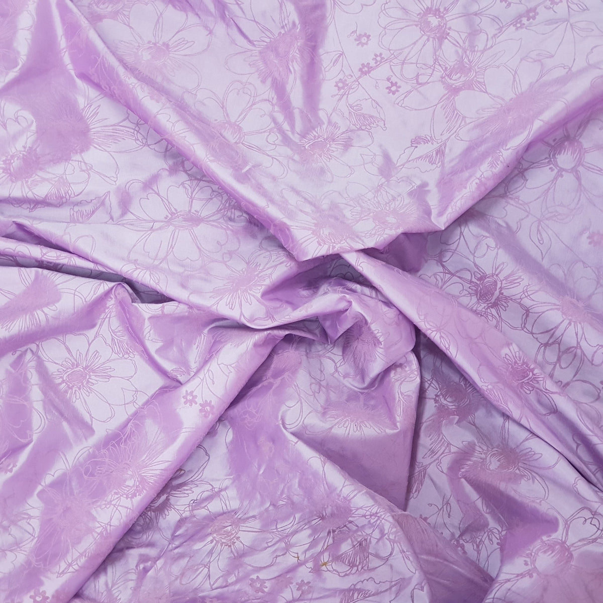 Sunflowers Velvet Flocked Taffeta Fabric Dress 150cm Pink - Bull Ring Fabrics
