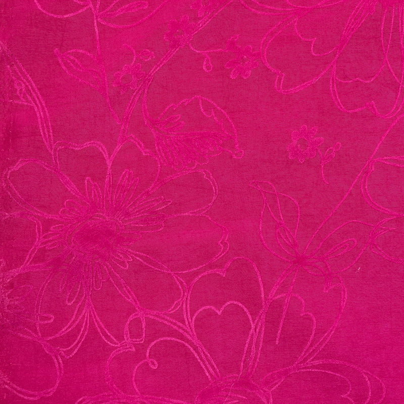 Sunflowers Velvet Flocked Taffeta Fabric Dress Material 150cm Cerise Pink - Bull Ring Fabrics