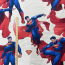 Superman Marvel Kids Print Cotton Furnishing Fabric, Ivory - Bull Ring Fabrics