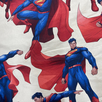 Superman Marvel Kids Print Cotton Furnishing Fabric, Ivory - Bull Ring Fabrics