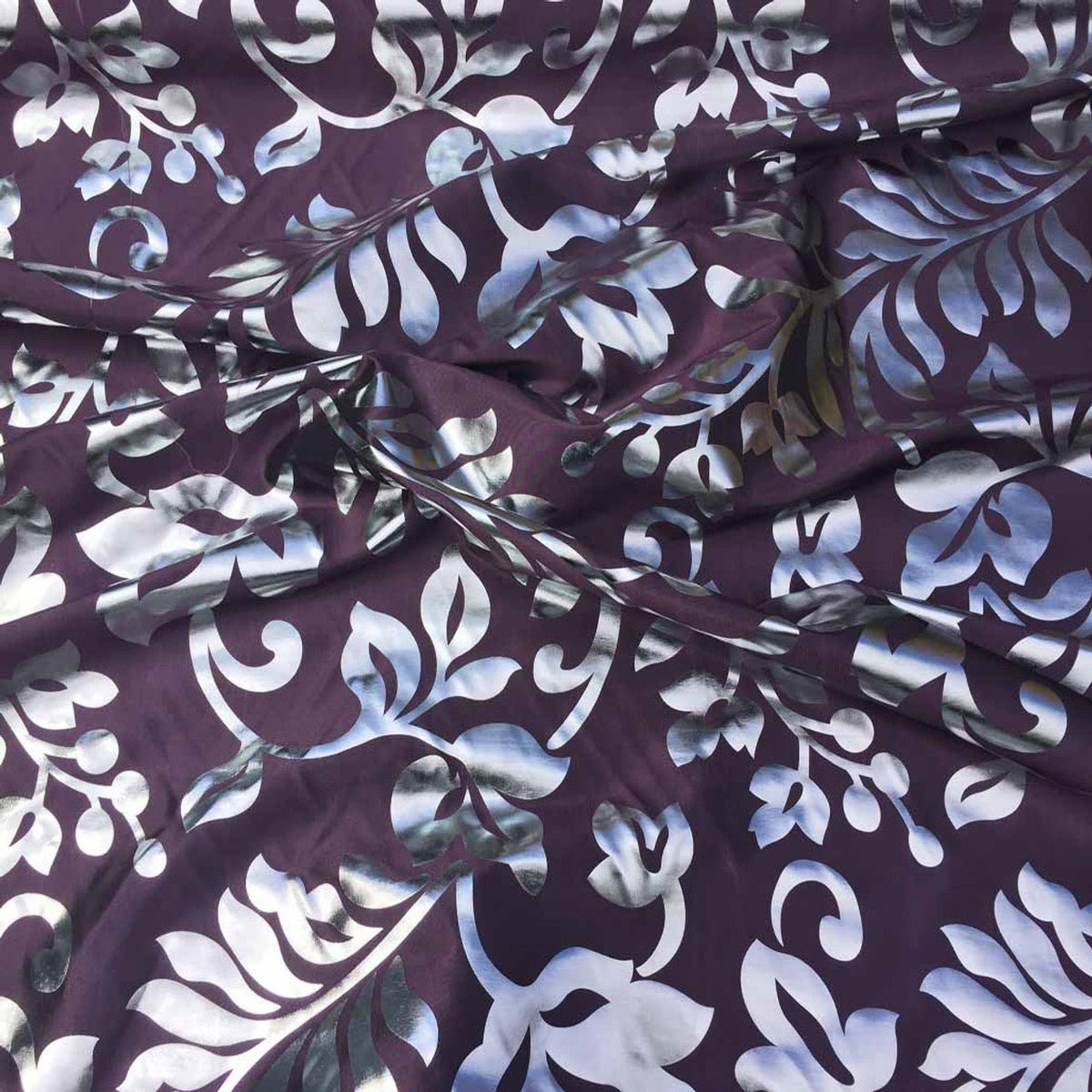 Symphony Foil Floral Taffeta Fabric Curtain Dress 60" - Bull Ring Fabrics