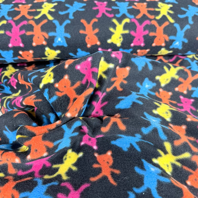 Teddy Bears Printed Polar Fleece Fabric 60”, Black - Bull Ring Fabrics