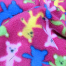 Teddy Bears Printed Polar Fleece Fabric 60”, Cerise Pink - Bull Ring Fabrics