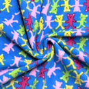 Teddy Bears Printed Polar Fleece Fabric 60”, Turquoise Blue - Bull Ring Fabrics