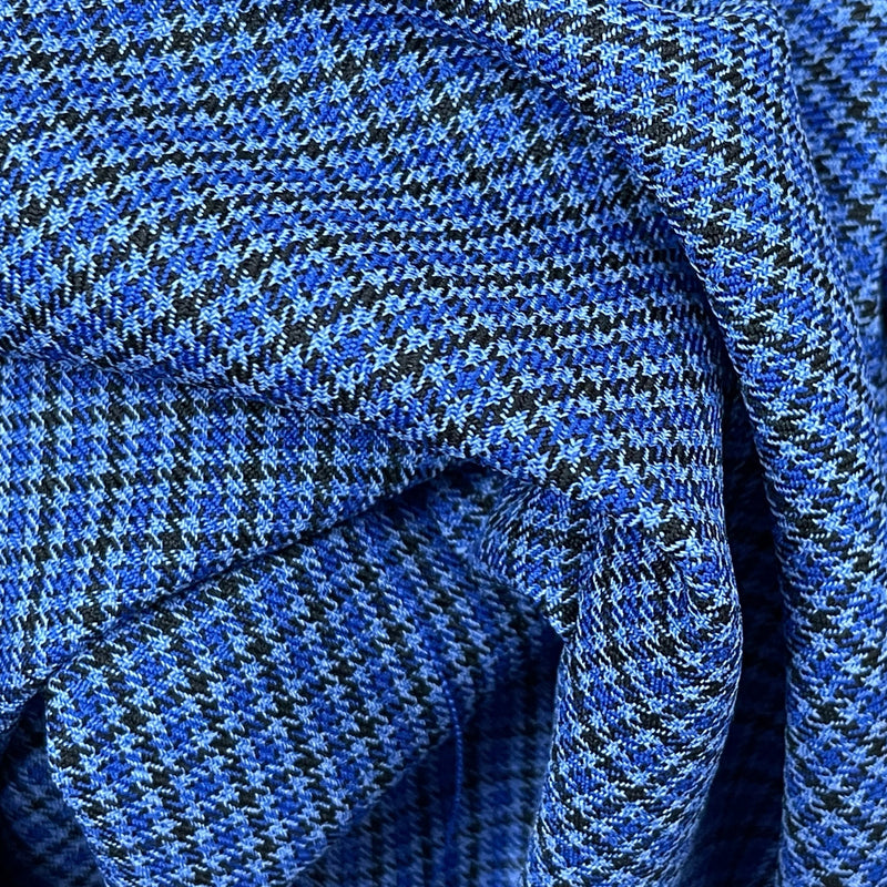 Tiny Check Polyviscose Tartan Fabric 140cm, Blue - Bull Ring Fabrics