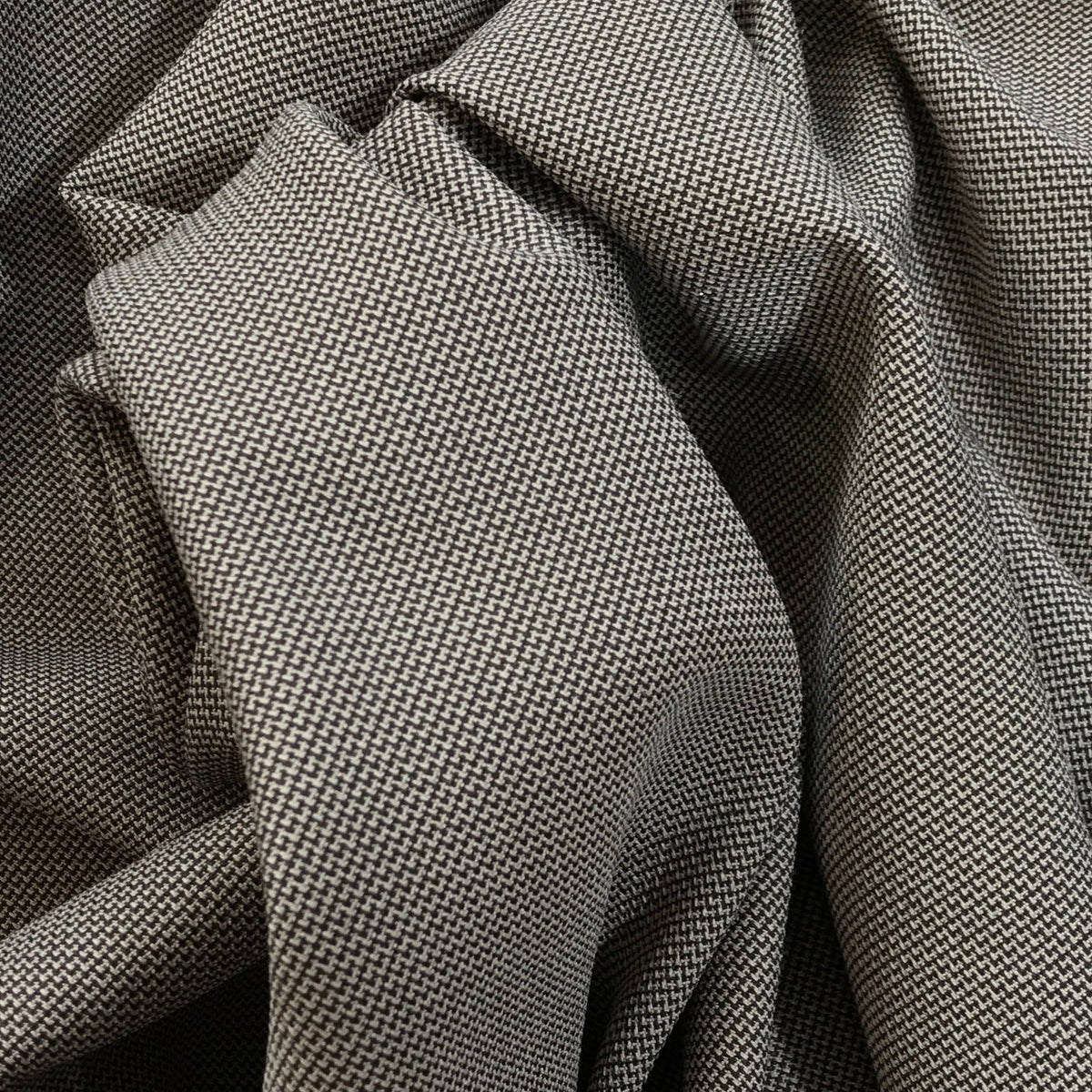 Tiny Check Polyviscose Tartan Fabric 140cm, Brown - Bull Ring Fabrics