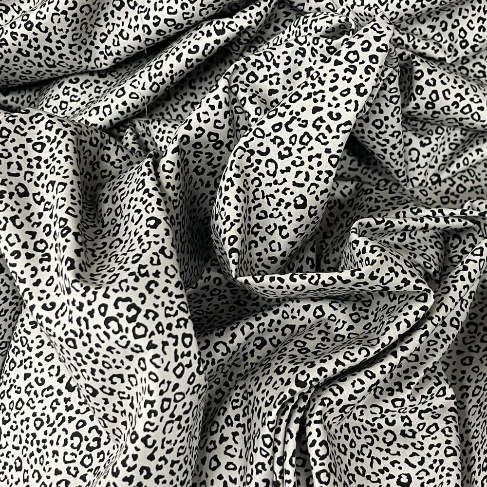 Tiny Leopard Spots Print Rose & Hubble Cotton Poplin Fabric 45, Grey - Bull Ring Fabrics