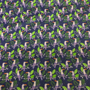 Toucan Birds Polycotton Fabric – Tropical Jungle Leaf Print Dress Craft Quilting – 45” Navy Blue - Bull Ring Fabrics