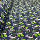 Toucan Birds Polycotton Fabric – Tropical Jungle Leaf Print Dress Craft Quilting – 45” Navy Blue - Bull Ring Fabrics