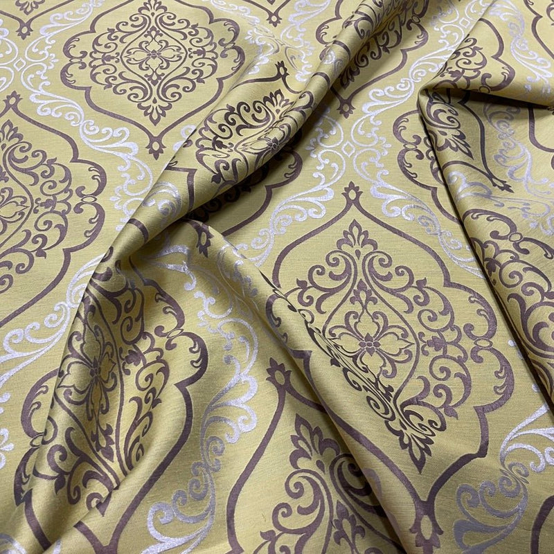 Trompe Damask Curtain Brocade Upholstery Fabric 140cm, Lime Green - Bull Ring Fabrics