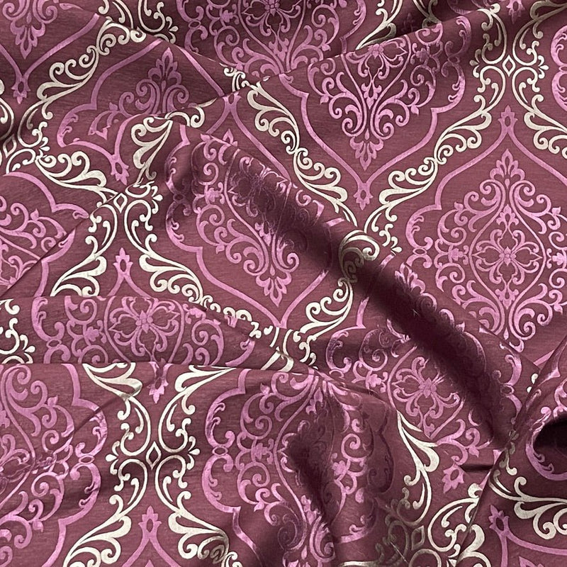 Trompe Damask Upholstery Curtain Brocade Fabric 140cm, Purple - Bull Ring Fabrics