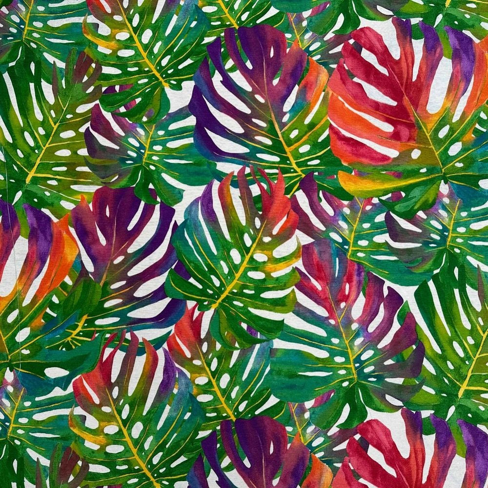 Tropical Cotton Fabric Palm Leaves Curtain Upholstery Jungle Palm Leaf 54” Per 1/2M - Bull Ring Fabrics