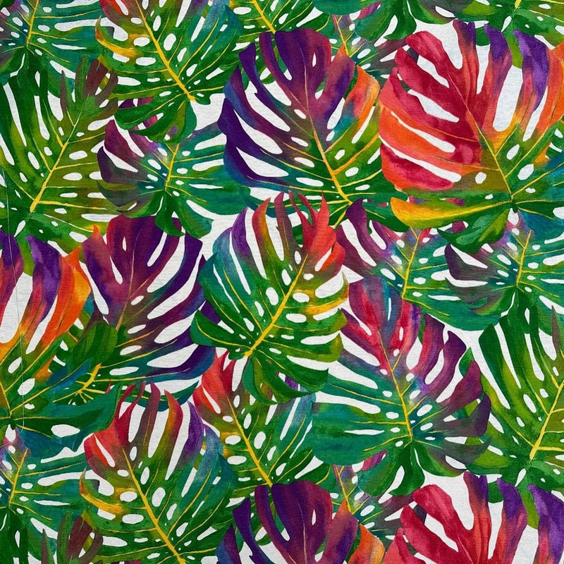Tropical Cotton Fabric Palm Leaves Curtain Upholstery Jungle Palm Leaf 54” Per 1/2M - Bull Ring Fabrics