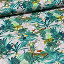 Tropical Palm Trees Parrots Peacocks Animals 100% Cotton Craft Fabric 54", Pink - Bull Ring Fabrics