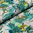 Tropical Palm Trees Parrots Peacocks Animals 100% Cotton Craft Fabric 54", Pink - Bull Ring Fabrics