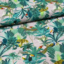 Tropical Palm Trees Parrots Peacocks Animals 100% Cotton Craft Fabric 54", Pink - Bull Ring Fabrics
