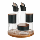 Trudeau 6 Piece Seasoning Station Set Acacia Wood Olive Oil Steak Gozney Pitboss - Bull Ring Fabrics