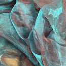 Two-Tone Organza Fabric Draping Decorations 150cm, Teal Shot Red - Bull Ring Fabrics