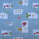 Voile Fabric Floral Flowers Kitchen Net Curtain Dress Material 150cm, Blue - Bull Ring Fabrics