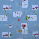 Voile Fabric Floral Flowers Kitchen Net Curtain Dress Material 150cm, Blue - Bull Ring Fabrics