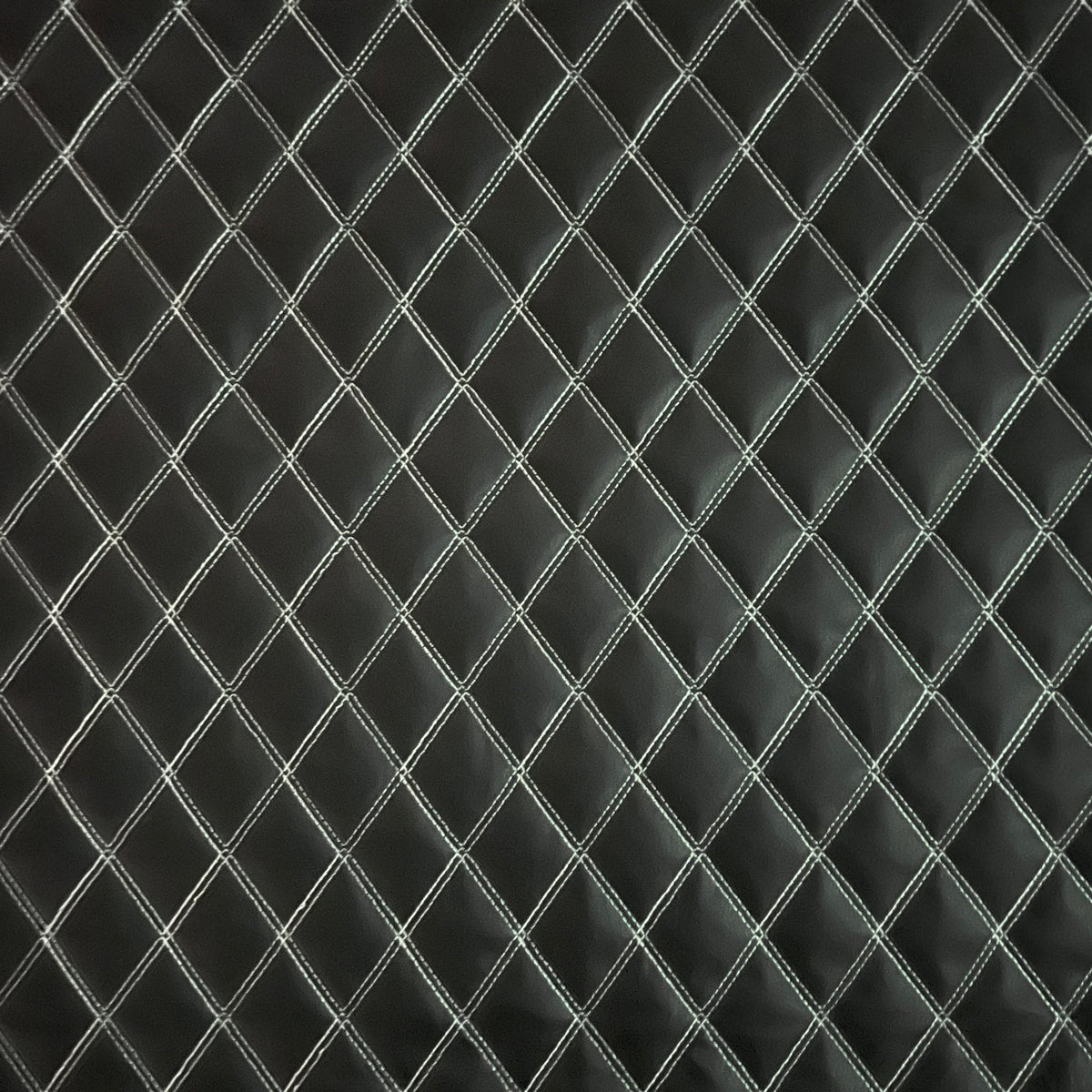 White Quilted Bentley Double Stitch Leather Car Seats Upholstery Fabric 54" Black - Bull Ring Fabrics