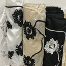 White Ribbon Sunflower Floral Taffeta Dress Fabric 60", Black - Bull Ring Fabrics