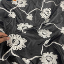 White Ribbon Sunflower Floral Taffeta Dress Fabric 60", Black - Bull Ring Fabrics