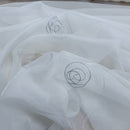 White Voile Fabric Embroidered Silver Circles Curtain Draping 60" - Bull Ring Fabrics