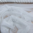 White Voile Fabric Embroidered Silver Circles Curtain Draping 60" - Bull Ring Fabrics