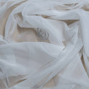 White Voile Fabric Embroidered Silver Circles Curtain Draping 60" - Bull Ring Fabrics