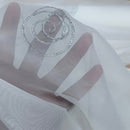 White Voile Fabric Embroidered Silver Circles Curtain Draping 60" - Bull Ring Fabrics