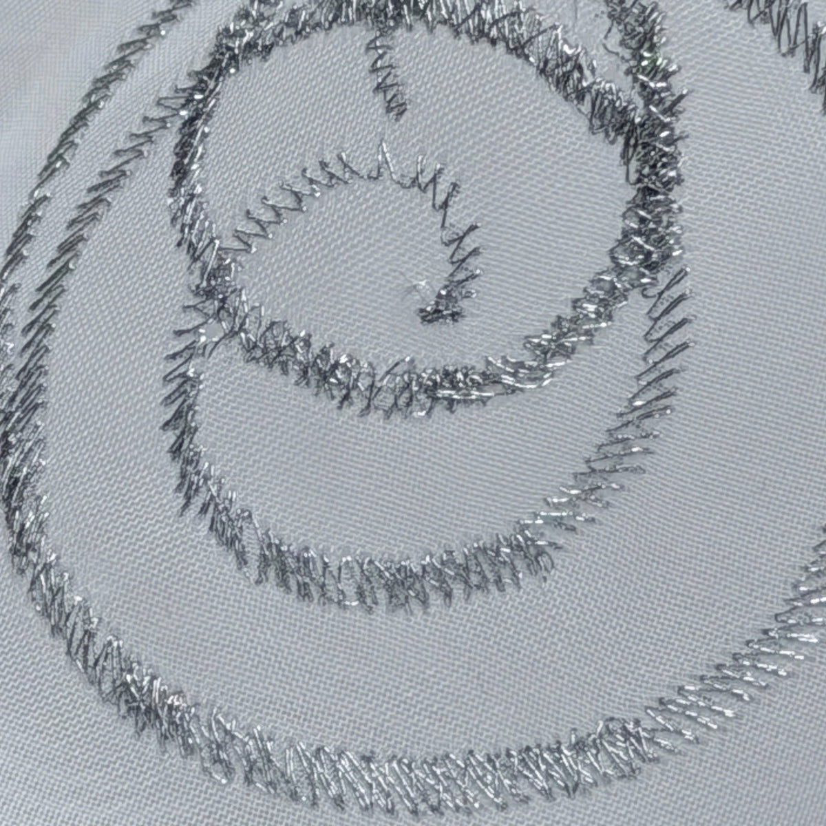 White Voile Fabric Embroidered Silver Circles Curtain Draping 60" - Bull Ring Fabrics