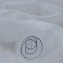 White Voile Fabric Embroidered Silver Circles Curtain Draping 60" - Bull Ring Fabrics
