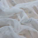 White Voile Fabric Embroidered Silver Circles Curtain Draping 60" - Bull Ring Fabrics