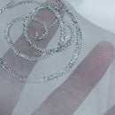 White Voile Fabric Embroidered Silver Circles Curtain Draping 60" - Bull Ring Fabrics