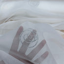 White Voile Fabric Embroidered Silver Circles Curtain Draping 60" - Bull Ring Fabrics