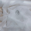 White Voile Fabric Embroidered Silver Circles Curtain Draping 60" - Bull Ring Fabrics