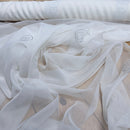 White Voile Fabric Embroidered Silver Circles Curtain Draping 60" - Bull Ring Fabrics
