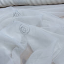 White Voile Fabric Embroidered Silver Circles Curtain Draping 60" - Bull Ring Fabrics