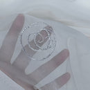 White Voile Fabric Embroidered Silver Circles Curtain Draping 60" - Bull Ring Fabrics