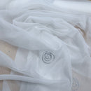 White Voile Fabric Embroidered Silver Circles Curtain Draping 60" - Bull Ring Fabrics
