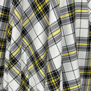 White/Yellow Check Tartan Poly Viscose Fabric - Bull Ring Fabrics