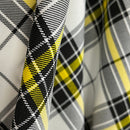 White/Yellow Check Tartan Poly Viscose Fabric - Bull Ring Fabrics