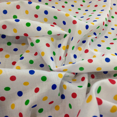 Wholesale 10 Metre Multicolour Polka Dot Printed Polycotton Fabric 45” Wide | Spotty Dressmaking, Quilting & Craft Fabric - Bull Ring Fabrics