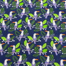 Wholesale 10 Metre Toucan Tropical Leaves Printed Polycotton Fabric 45” Wide | Jungle Bird Dressmaking, Quilting & Craft Fabric - Bull Ring Fabrics