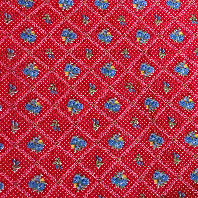 Wholesale 10 Metres Vintage Red Floral Patchwork Printed Polycotton Fabric 45” Wide | Cottage Floral Dressmaking, Quilting & Craft Fabric Roll - Bull Ring Fabrics