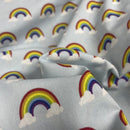 Wholesale Little Johnny 15 Metres Rainbow Clouds 100% Cotton Fabric Roll – Baby Blue Rainbow Print Dress Fabric | Children’s Craft & Quilting Material - Bull Ring Fabrics